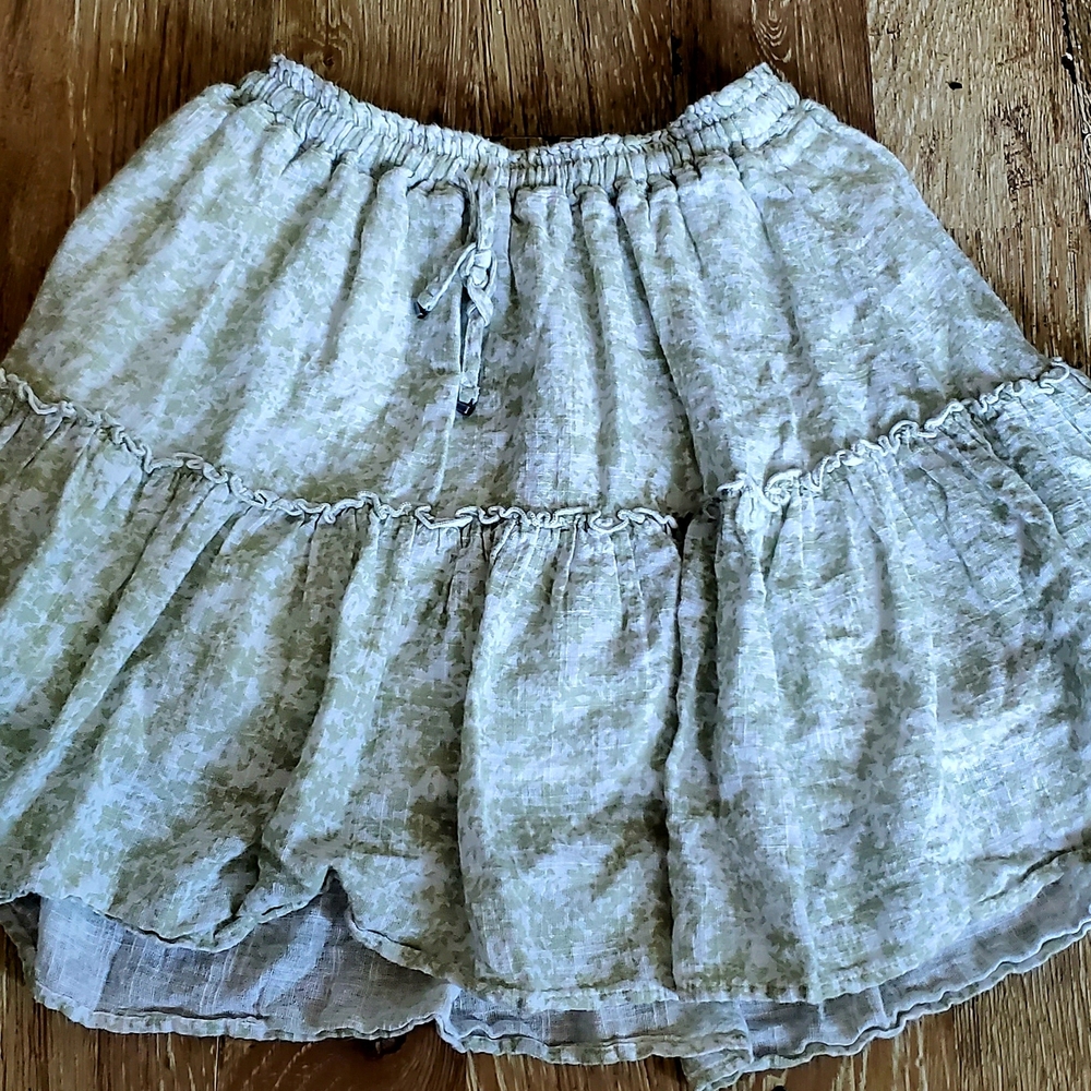 Ghanda Light Green Floral Midi Skirt
